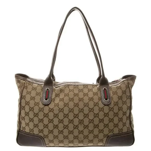 GUCCI Princy Sherry GG Canvas Leather Shoulder Tote Bag Brown Authentic - Picture 3 of 16